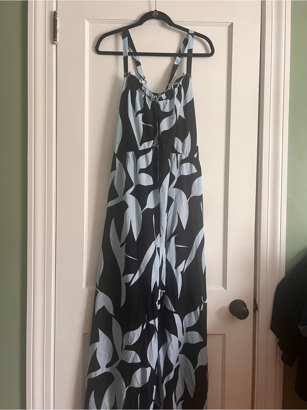 BloomChic Black Romper with Light Blue Leaf Detail 18/20 NWT